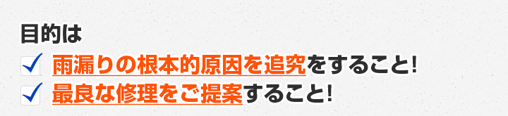 目的は雨漏りの根本的原因を追究・修理のお見積書を作成